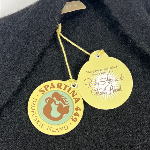 Spartina 449 Alpaca Blend Black Sleeveless Cardigan Vest Sz S - Picture 7 of 9